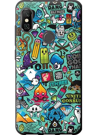 Чохол tpu на телефон xiaomi redmi note 6 pro стікер бомбінг 1 "693b-1551-58250"