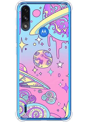 Чехол силикон с усиленными углами на телефон motorola e7 power розовая галактика "4146sp-2284-58250"