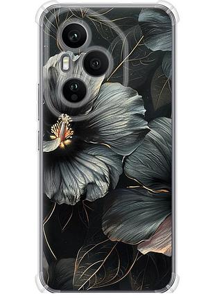 Чехол силикон с усиленными углами на телефон huawei honor 400 pro 5g черные цветы "6031sp-4036-58250"