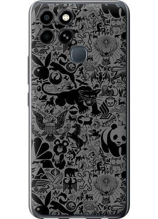 Чехол tpu на телефон infinix smart 6 чёрно-серый стикер бомбинг "2432b-2758-58250"