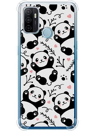 Чехол силикон с усиленными углами на телефон oppo a53 панды "4318sp-568-58250"