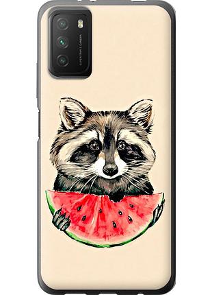 Чехол 2d пластиковый на телефон xiaomi poco m3 енотик с арбузом "4605t-2200-58250"