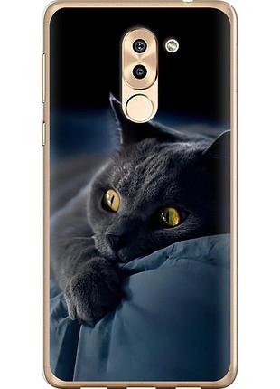 Чехол силиконовый на телефон huawei honor 6x дымчатый кот "825u-460-58250"