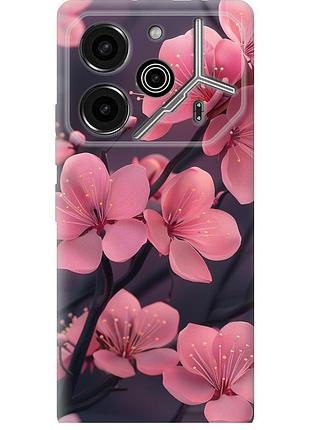 Чохол силіконовий на телефон tecno pova 6 pro пурпурова сакура "6075u-3689-58250"