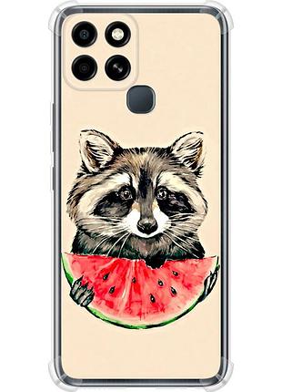 Чехол силикон с усиленными углами на телефон infinix smart 6 енотик с арбузом "4605sp-2758-58250"