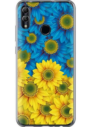 Чохол 2d пластиковий патріотичний на телефон huawei honor 10 lite жовто-блакитні квіти "1048t-1618-58250"