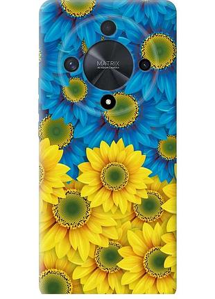 Чехол силиконовый патриотический на телефон huawei honor x9b 5g жёлто-голубые цветы "1048u-3787-58250"