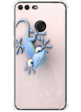 Чохол силіконовий протиударний с посиленими кутами на телефон huawei honor 9 lite гекончик "1094sp-1359-58250"