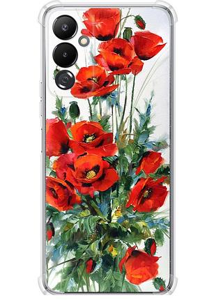 Чехол силикон с усиленными углами на телефон tecno pova 4 lg7n маки "523sp-2967-58250"