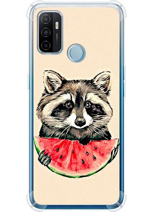 Чехол силикон с усиленными углами на телефон oppo a53 енотик с арбузом "4605sp-568-58250"