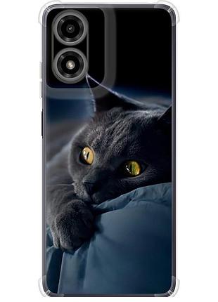 Чехол силикон с усиленными углами на телефон motorola moto g04 дымчатый кот "825sp-3747-58250"
