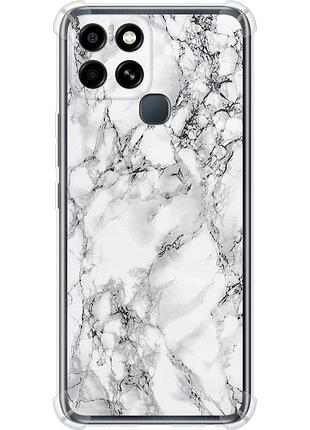 Чехол силикон с усиленными углами на телефон infinix smart 6 мрамор белый "4480sp-2758-58250"