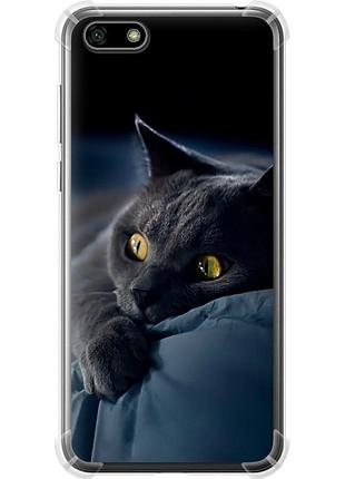 Чохол силіконовий протиударний с посиленими кутами на телефон huawei y5 2018 димчастий кіт "825sp-1500-58250"