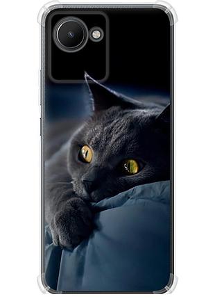 Чехол силикон с усиленными углами на телефон realme c30 дымчатый кот "825sp-2700-58250"