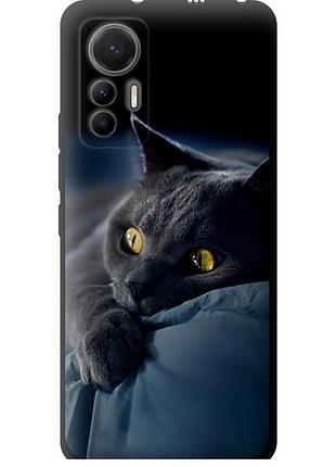 Чехол tpu на телефон xiaomi 12 lite дымчатый кот "825b-2579-58250"
