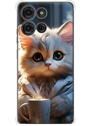 Чохол силіконовий протиударний с посиленими кутами на телефон motorola moto g75 5g білий кіт "5646sp-3890-58250"