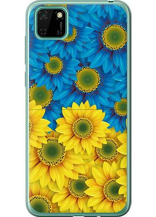 Чехол 2d пластиковый патриотический на телефон huawei y5p жёлто-голубые цветы "1048t-1936-58250"