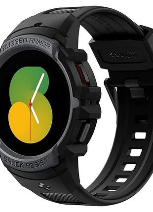 Spigen rugged armor pro - ремінець із захисним бампером для samsung watch 4 44mm, watch 5 44mm. колір чорний