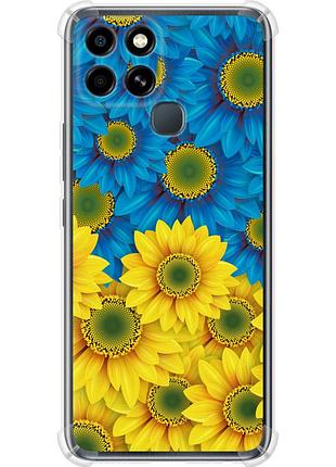 Чехол силикон с усиленными углами патриотический на телефон infinix smart 6 жёлто-голубые цветы "1048sp-2758-58250"