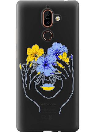 Чехол 2d пластиковый патриотический на телефон nokia 7 plus девушка v4 "5276t-1354-58250"