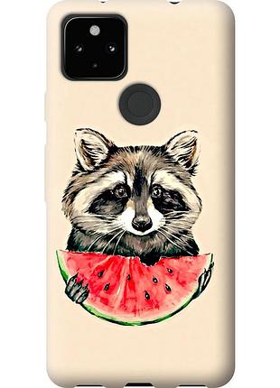 Чехол 2d пластиковый на телефон google pixel 5a енотик с арбузом "4605t-2286-58250"