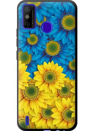 Чехол tpu патриотический на телефон tecno spark 6 go ke5 жёлто-голубые цветы "1048b-2452-58250"