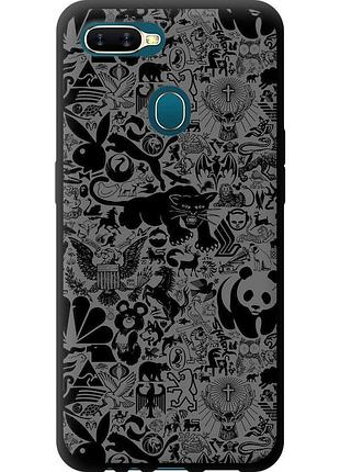 Чехол tpu на телефон oppo a5s чёрно-серый стикер бомбинг "2432b-1892-58250"