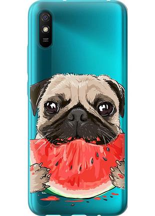 Чохол силіконовий на телефон xiaomi redmi 9a мопс і кавун "4665u-2034-58250"