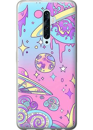 Чехол силиконовый на телефон oppo reno 2z розовая галактика "4146u-1867-58250"