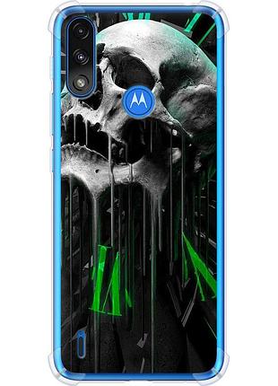 Чехол силикон с усиленными углами на телефон motorola e7 power череп-часы "4100sp-2284-58250"