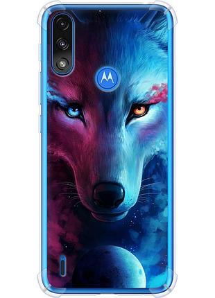 Чехол силикон с усиленными углами на телефон motorola e7 power арт-волк "3999sp-2284-58250"