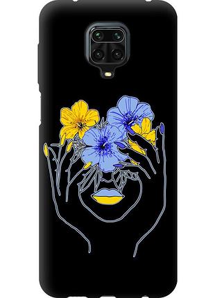 Чехол tpu патриотический на телефон xiaomi redmi note 9 pro девушка v4 "5276b-1911-58250"