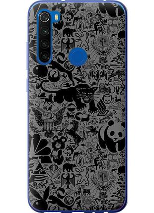 Чохол силіконовий на телефон xiaomi redmi note 8t чорно-сірий стікер бомбінг "2432u-1818-58250"