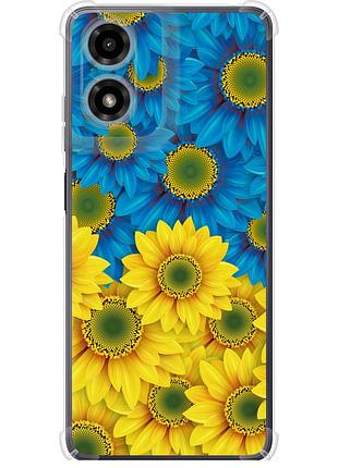 Чехол силикон с усиленными углами патриотический на телефон motorola moto g04 жёлто-голубые цветы "1048sp-3747-58250"