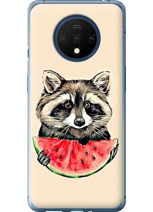 Чехол силиконовый на телефон oneplus 7t енотик с арбузом "4605u-1809-58250"