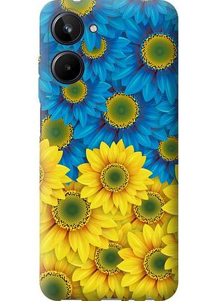 Чехол силиконовый патриотический на телефон realme 10 жёлто-голубые цветы "1048u-2946-58250"