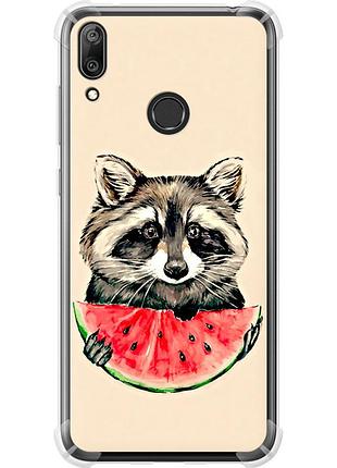 Чехол силикон с усиленными углами на телефон huawei y7 2019 енотик с арбузом "4605sp-1638-58250"