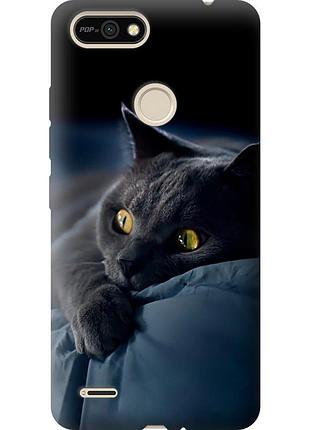 Чехол силиконовый на телефон tecno pop 2f b1f дымчатый кот "825u-2391-58250"