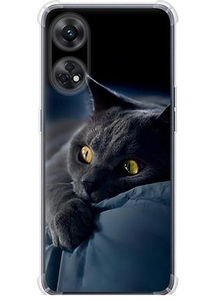 Чехол силикон с усиленными углами на телефон oppo reno8 t дымчатый кот "825sp-2969-58250"