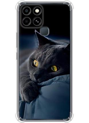 Чехол силикон с усиленными углами на телефон infinix smart 6 дымчатый кот "825sp-2758-58250"