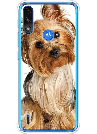 Чохол силіконовий протиударний с посиленими кутами на телефон motorola e7 power йоркширський тер'єр із хвостиком