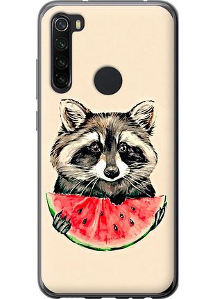 Чохол 2d пластиковий на телефон xiaomi redmi note 8 єнотик з кавуном "4605t-1787-58250"