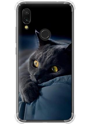 Чехол силикон с усиленными углами на телефон xiaomi redmi 7 дымчатый кот "825sp-1669-58250"