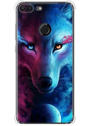 Чохол силіконовий протиударний с посиленими кутами на телефон huawei honor 9 lite арт-вовк "3999sp-1359-58250"