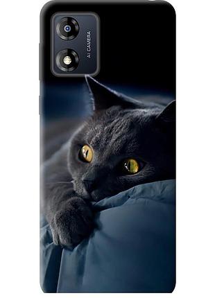 Чехол силиконовый на телефон motorola moto e13 дымчатый кот "825u-3053-58250"