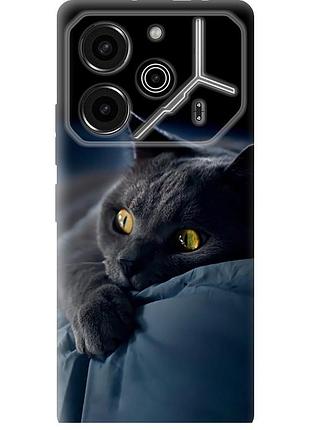 Чехол силиконовый на телефон tecno pova 6 pro дымчатый кот "825u-3689-58250"