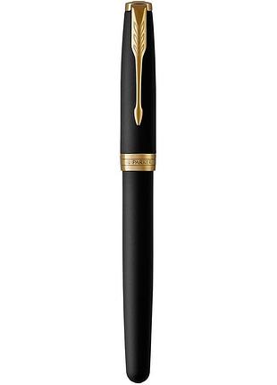 Ручка кулькова parker sonnet g.c. matte black (матовый черный лак э, латунь, отделка позолотой) перо medium (1931517) нова!
