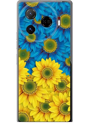 Чехол силиконовый патриотический на телефон tecno camon 30 pro 5g жёлто-голубые цветы "1048u-3713-58250"