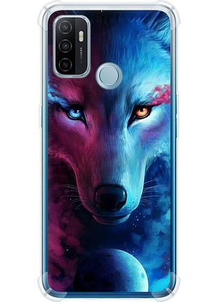 Чехол силикон с усиленными углами на телефон oppo a53 арт-волк "3999sp-568-58250"