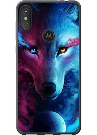 Чехол 2d пластиковый на телефон motorola one power арт-волк "3999t-1588-58250"